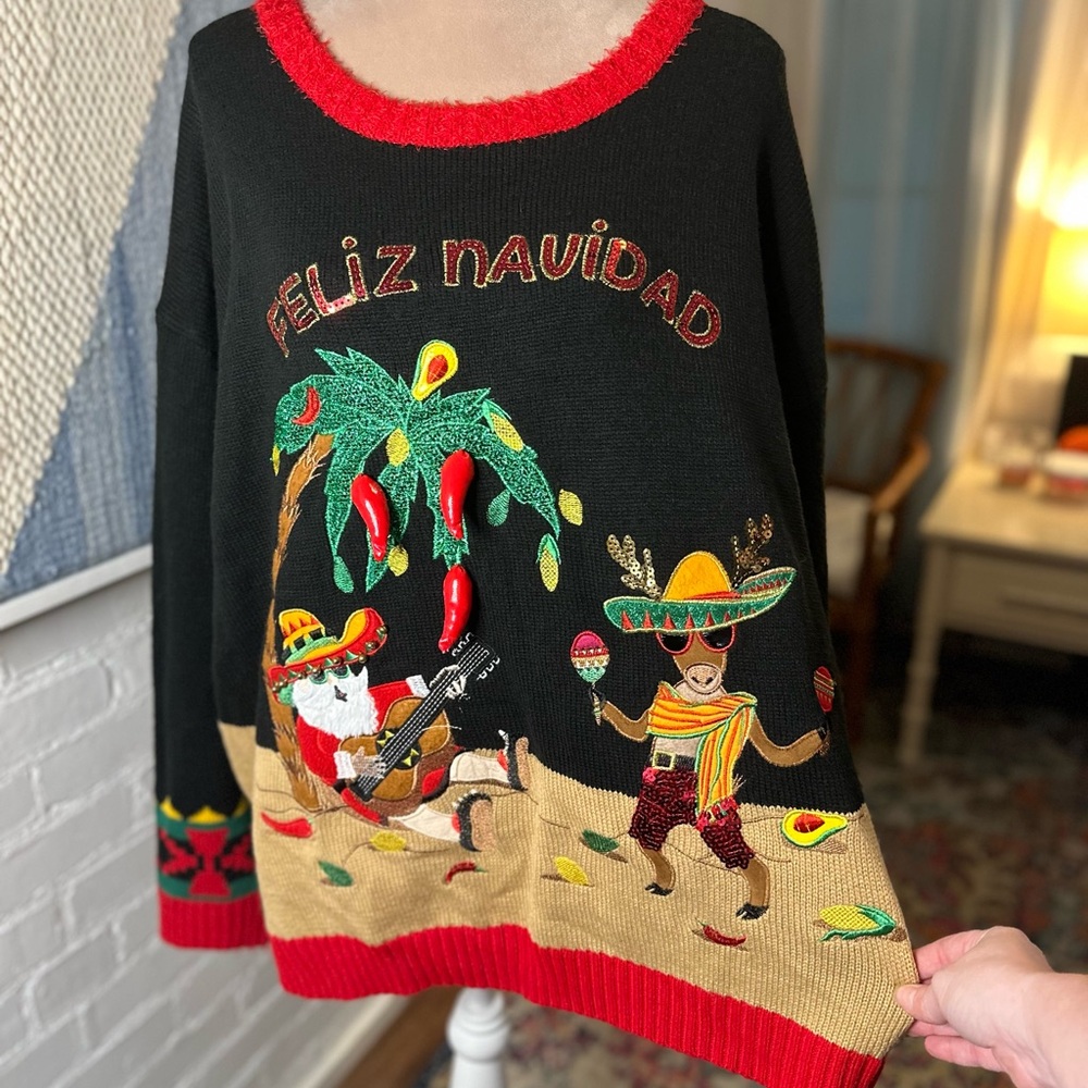 Holiday Time Feliz Navidad 3D Christmas Sweater - Picture 3 of 12